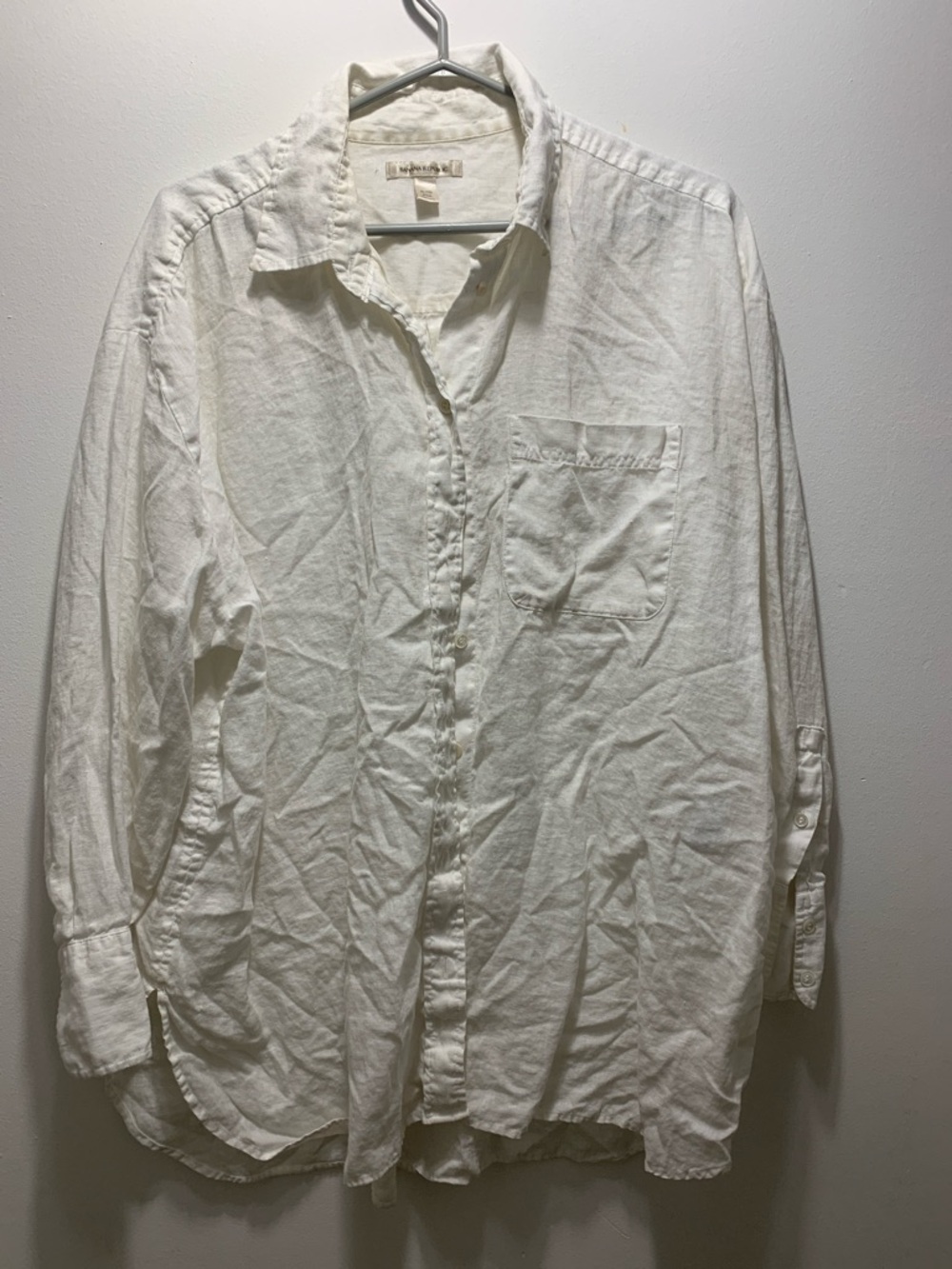 Banana Republic White Linen Oversized Button-Down Shirt